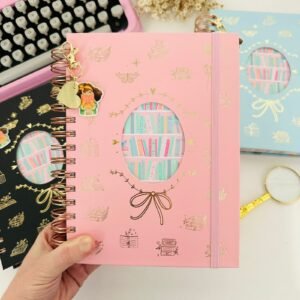 diário de leitura dourado e rosa wire o reposicionável
