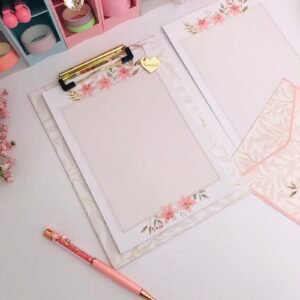  prancheta a5 floral elegante com 30 fls decoradas