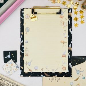 prancheta estampada a5 + 30 folhas decoradas magia