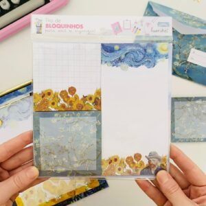 trio de bloquinhos com 40 folhas van gogh
