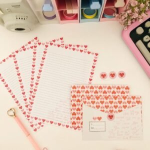 kit papéis de carta com envelopes la palomita coraçõezinhos 2